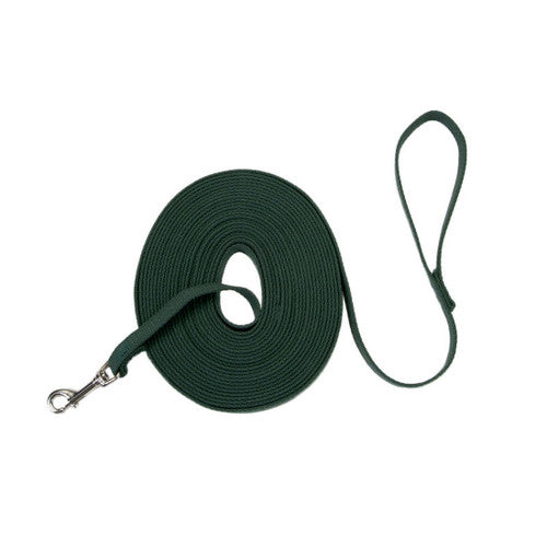 Coastal Train Right Cotton Web Training Dog Leash, Green, 5/8 inch x 20 ft