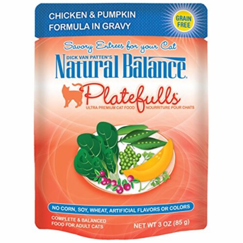 Natural Balance Platefulls Chicken & Pumpkin in Gravy Wet Cat Food, 3 oz Pouch (24-Pack Case Available)