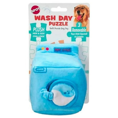 Ethical Pet Spot Wash Day Puzzle Dog Toy - 6" Crinkler Plush Hide & Seek Squeaky Toy