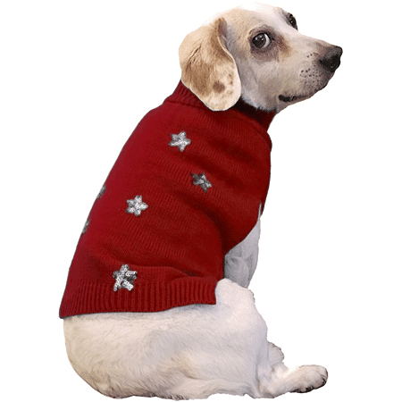 SEQUIN STARS SWEATER RED SM
