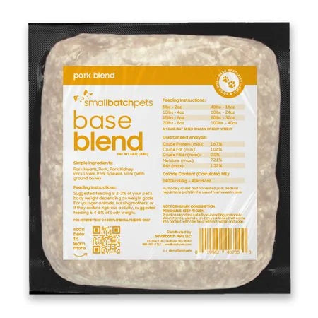 Smallbatch Base Blend Pork Raw Frozen Dog & Cat Food, 2 lb Brick