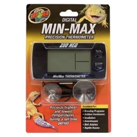 Zoo Med Digital Min/Max Thermometer - Reptile/Aquarium Temperature Monitoring