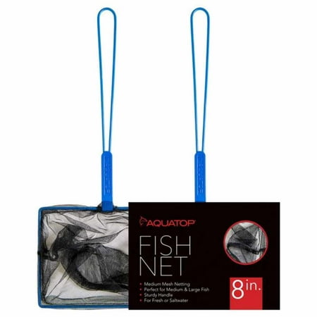 Aquatop 8-Inch Medium Mesh Aquarium Fish Net - 14.5-Inch Handle
