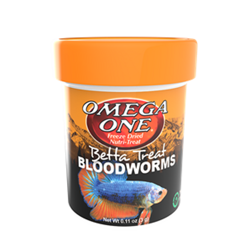 Omega One Betta Treat Freeze Dried Bloodworms, 0.11 oz - Protein Rich Food for Bettas & Small Fish