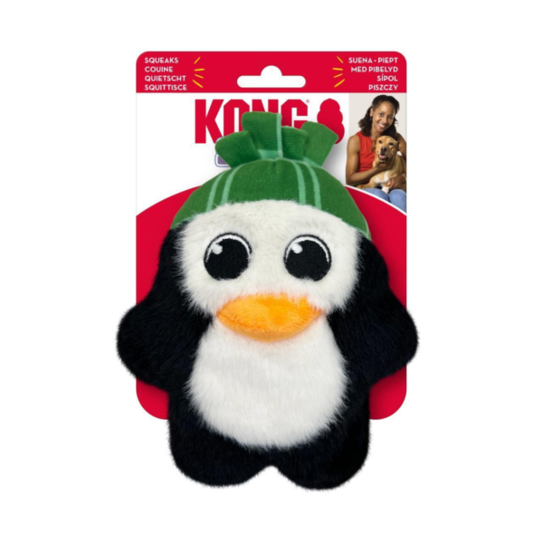 KONG Holiday Snuzzles Penguin - Small Dog Toy - Plush Squeaker Penguin