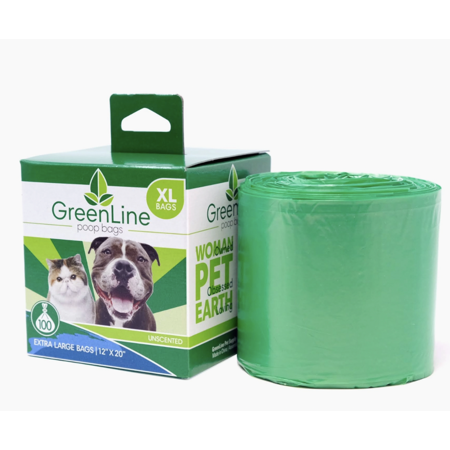 Greenline XL Poop Bags - Extra Large, Biodegradable, Unscented - 100 Count (12" x 20")