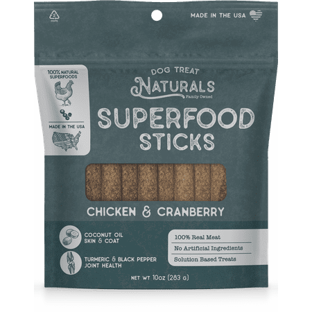 Dog Treat Naturals Chicken & Cranberry Superfood Sticks - 10 oz Premium Training Treats for Dogs