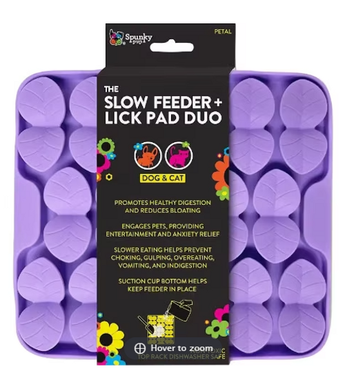 Spunky Pup Slow Feeder & Lick Pad Duo - Petal (Color May Vary) - Dog/Cat Enrichment Toy