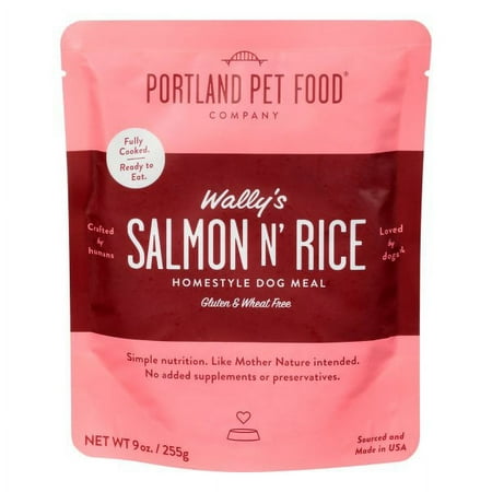 Portland Pet Food Wally's Salmon N' Rice Wet Dog Food Meal - 9 oz Pouch, Human Grade