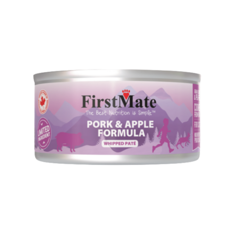 FirstMate LID Pork & Apple Wet Cat Food, 5.5 oz Can - Limited Ingredient Diet, Grain-Free