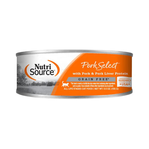 NutriSource Grain Free Pork & Pork Liver Select Wet Canned Cat Food, 5.5 oz