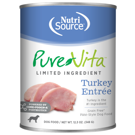 Pure Vita Grain-Free Turkey Entree Wet Dog Food, 12.3 oz Can