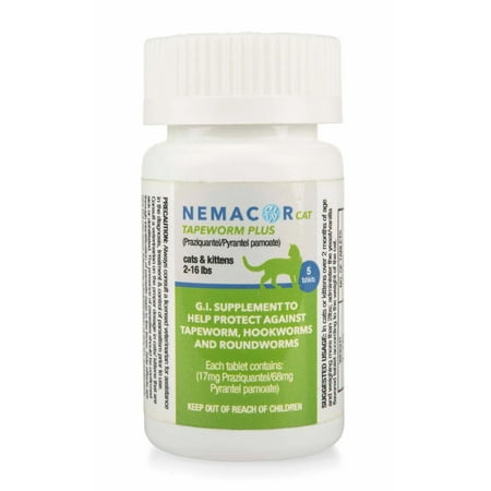 Nemacor Cat Tapeworm Plus - 5 Tablets - Dewormer for Cats 2-16 lbs
