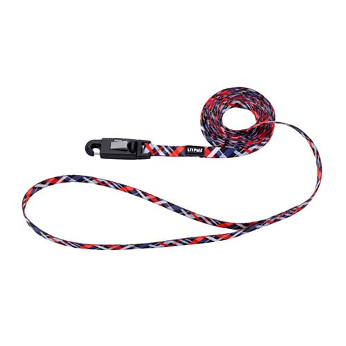 Li'l Pals Patterned Dog Leash - E-Z Snap, Red & Grey Plaid, 3/8-in x 6-ft