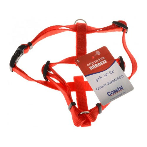 Coastal Adjustable Nylon Dog Harness - Small - Red - 14-24 inch