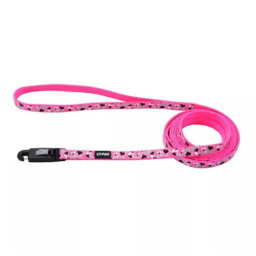 Coastal Pet Products Li'l Pals Reflective Dog Leash - Pink Heart - Small Dogs