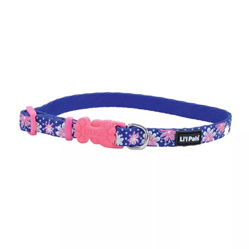 Coastal Li'l Pals Reflective Dog Collar, Flower with Dots, Petite X-Small