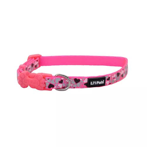 Coastal Pet Li'l Pals Reflective Dog Collar - Pink with Hearts