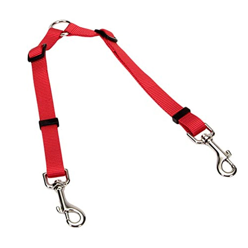 Coastal Pet 2 Dog Adjustable Coupler - 3/8" x 18"-24" - Red Nylon Leash