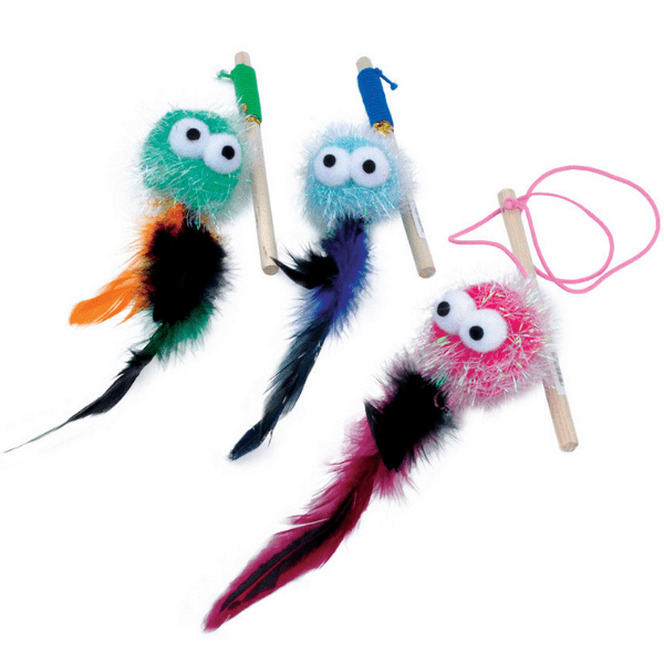 Coastal Pet Turbo Monster Wand with Feathers Cat Toy - Assorted Colors