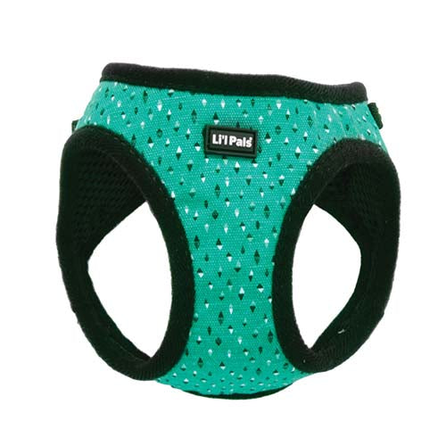 Coastal Pet Li'l Pals Canvas Dog Harness - Teal & Grey Diamonds - Extra Small - 8-10"