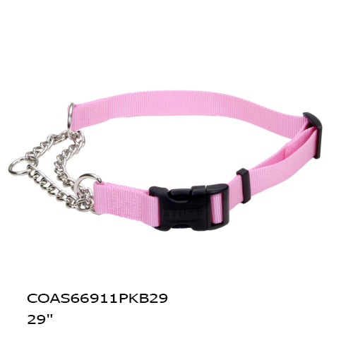 Coastal Adjustable Check Training Collar with Buckle for Dogs, Pink Bright, 1" x 22-29"