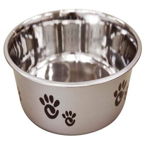 Ethical Pet Barcelona Pearl/Matte Stainless Steel Dog Bowl, Silver, 64 oz