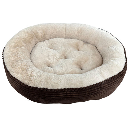 Ethical Pet Sleep Zone Luxe Round Rib Corduroy Dog Bed, Chocolate, 36 Inch