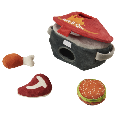 Ethical Pet Grill Time Puzzle Dog Toy - 8" Crinkler Fabric Interactive Plush