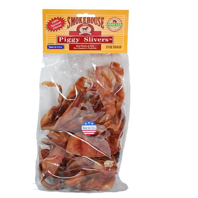 Smokehouse Piggy Slivers Dog Treats - 100% Natural Pork Ear Chews - 20 Pack