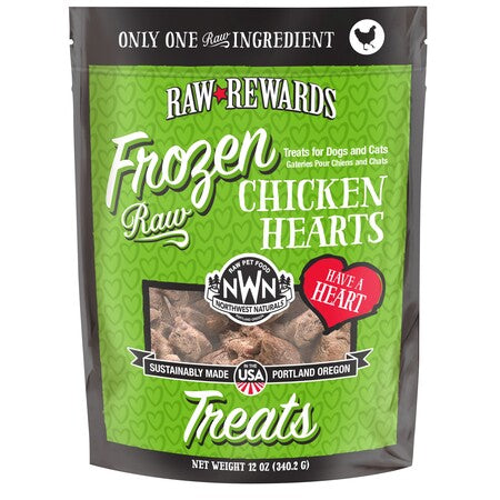 Northwest Naturals Frozen Chicken Hearts Dog & Cat Treats - 12 oz
