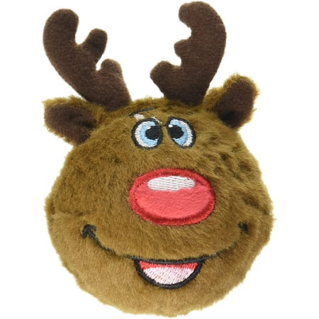 FabDog Faball Reindeer Dog Toy - Small, Plush Cotton, Squeaky Christmas Holiday Dog Toy