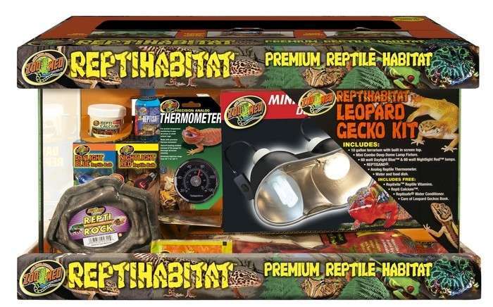 Zoo Med ReptiHabitat Leopard Gecko Kit - 10 Gallon Terrarium - Complete Starter Kit for Leopard Geckos