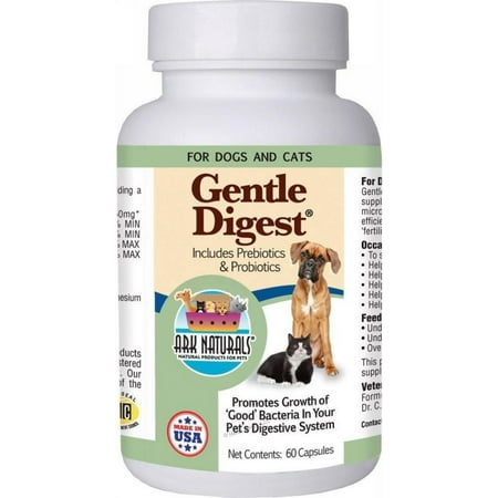 Ark Naturals Gentle Digest for Dogs & Cats - 60 Capsules - Probiotic & Prebiotic Digestion Aid