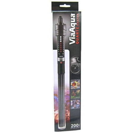Via Aqua 200W Quartz Glass Submersible Aquarium Heater with Thermostat, 50 Gallon Tank