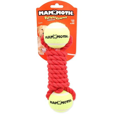 Mammoth Flossy Chews Twister Bone with Tennis Balls Dog Toy - Medium 9 Inch