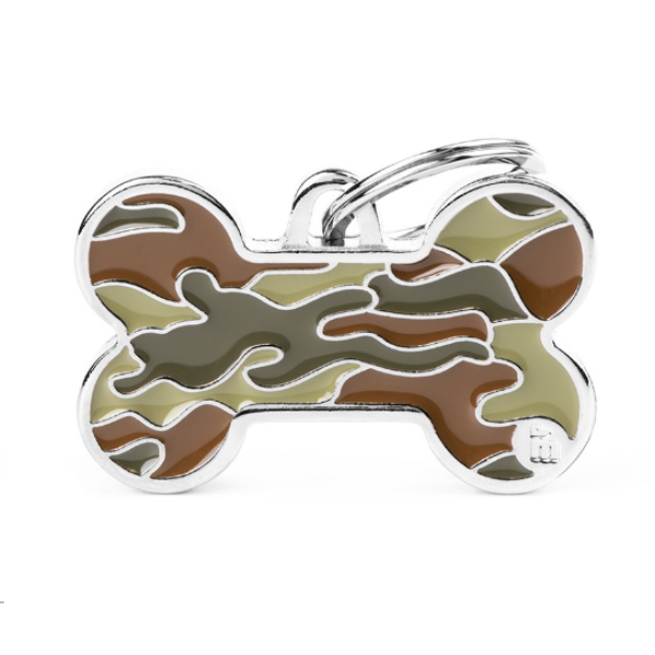 MyFamily Style Camouflage Green Bone Pet ID Tag - Large Dog Tag