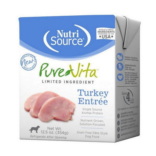 Pure Vita Turkey Entree Grain-Free Wet Dog Food, 12.5 oz Can