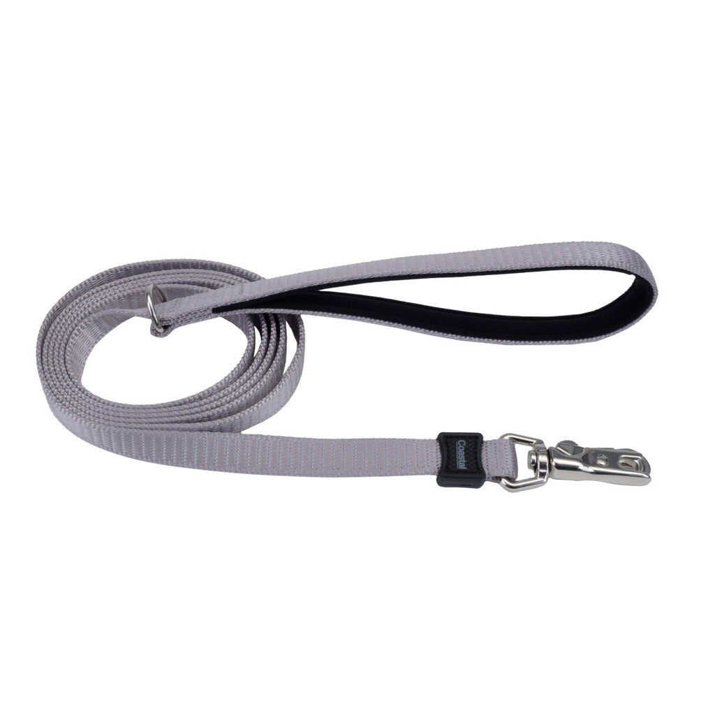 Coastal Inspire Dog Leash - Grey, 1 in x 6 ft - Neoprene Comfort Grip