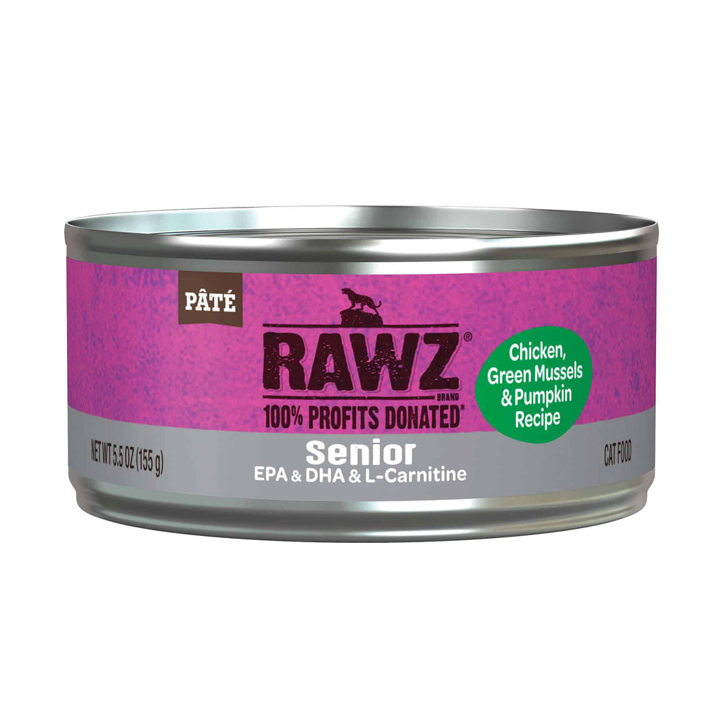 Rawz Senior Cat Canned Food, Chicken, Green Mussels & Pumpkin Pate, 5.5 oz