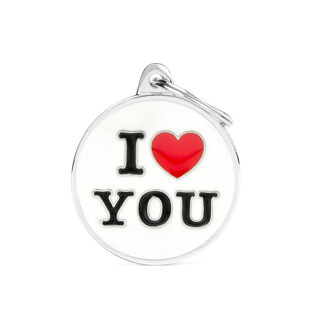 My Family Charms Big "I Love You" Pet ID Tag - Engravable Dog/Cat Tag