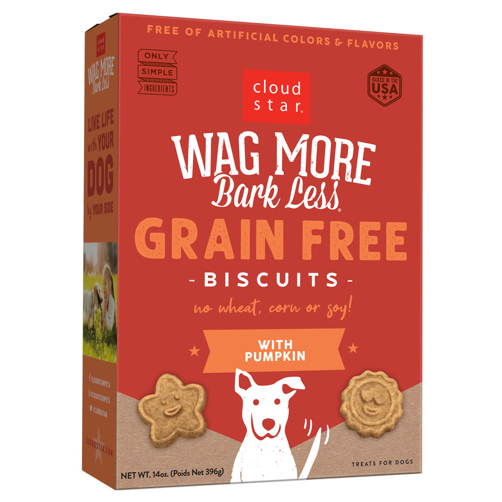 Cloud Star Wag More Bark Less Grain-Free Oven Baked Pumpkin Dog Treats, 14 oz Box