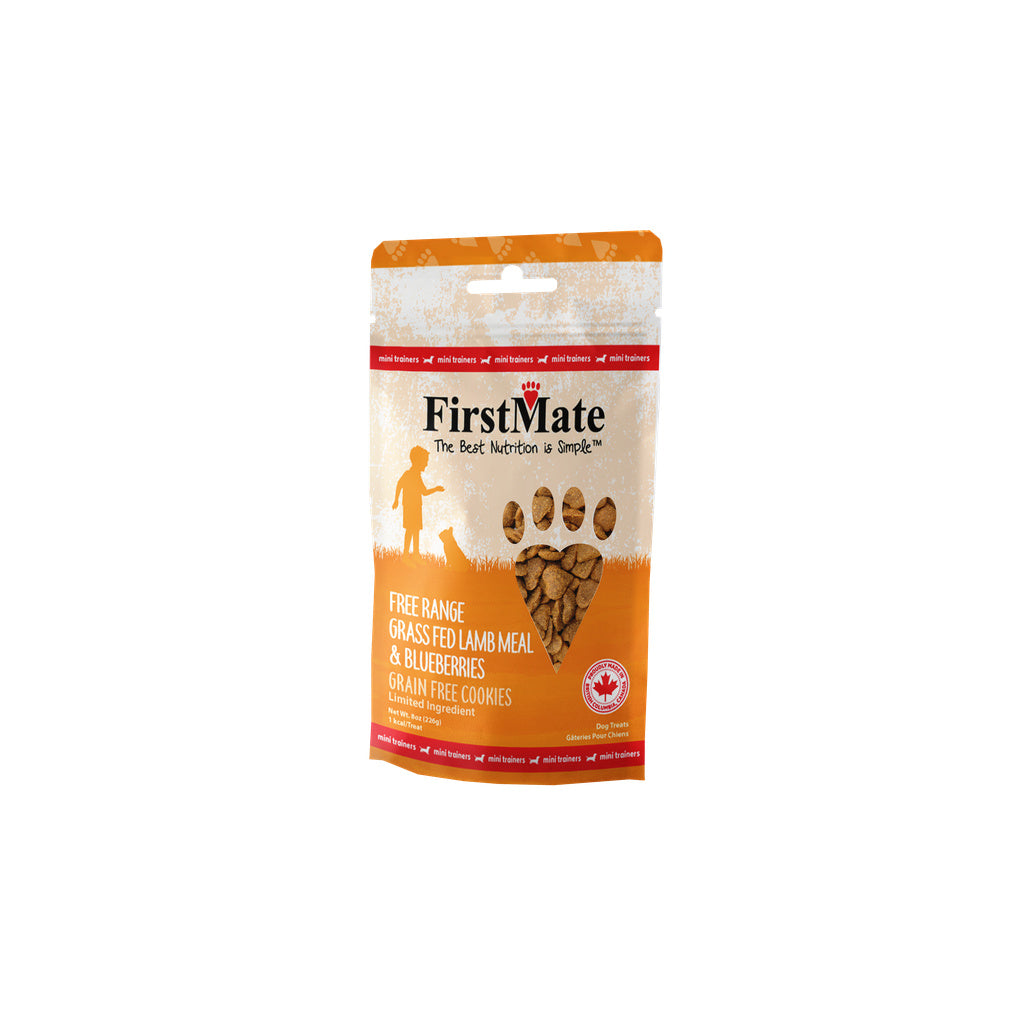FirstMate Mini Trainers Dog Treats, Lamb & Blueberry, Grain-Free, 8 oz