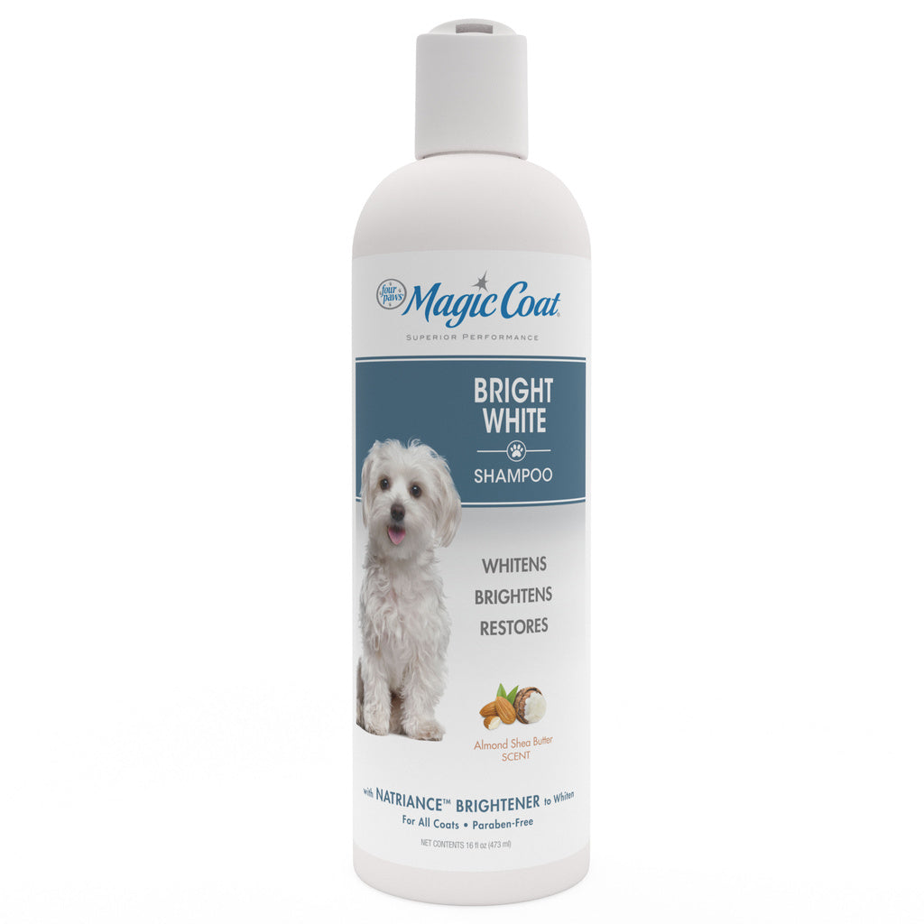 Four Paws Magic Coat Bright White Shampoo for Dogs - Almond & Shea Butter Scent, 16 oz