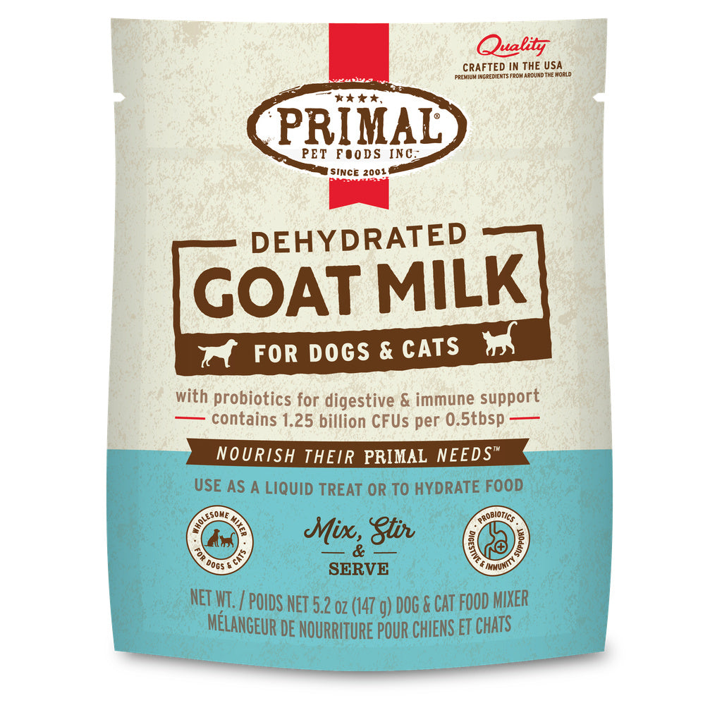 Primal Dehydrated Goat Milk for Dogs & Cats - 5.2 oz Pouch with Probiotics
