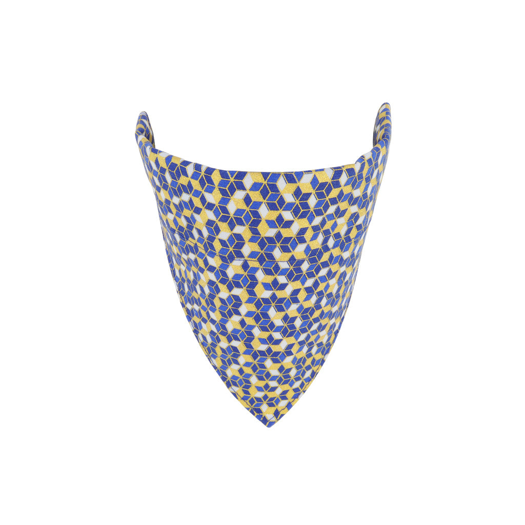 Coastal Accent Metallic Over the Collar Dog Bandana 7x10 - Classic Diamonds Blue