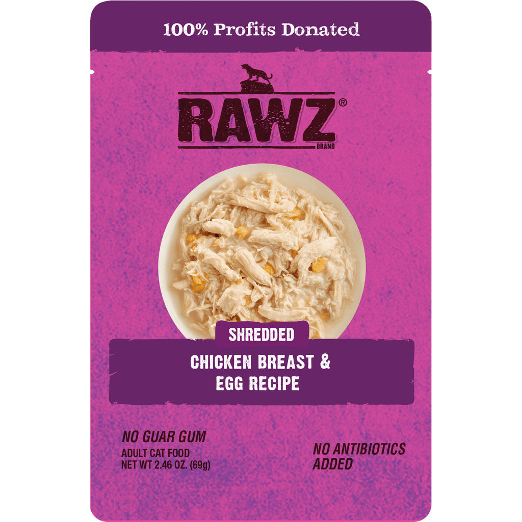 RAWZ Chicken Breast & Egg Cat Food Pouch - 2.46oz - Wet, Shredded Recipe