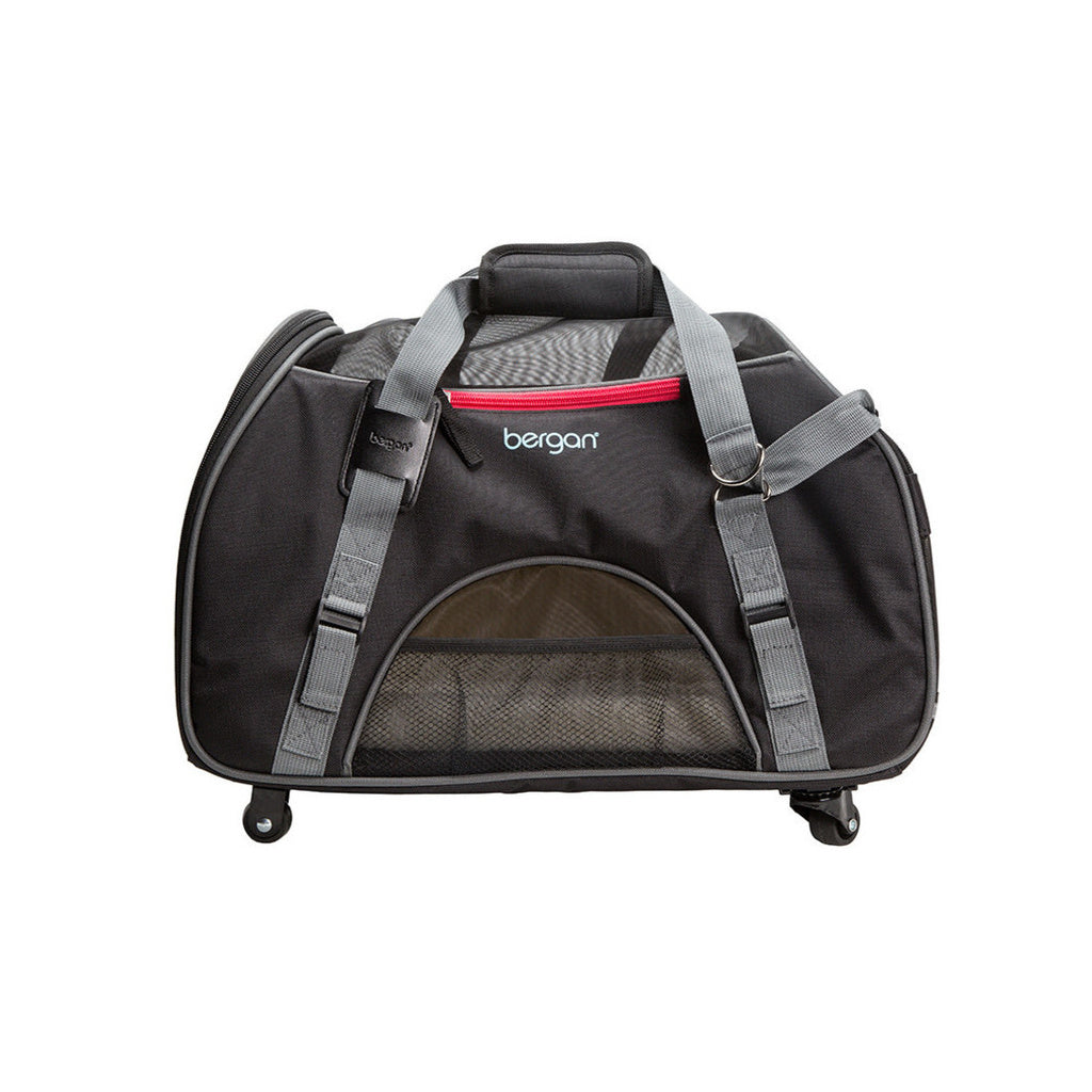 Bergan Wheeled Comfort Carrier - Large Pet Carrier - Black & Grey - 19x10x13