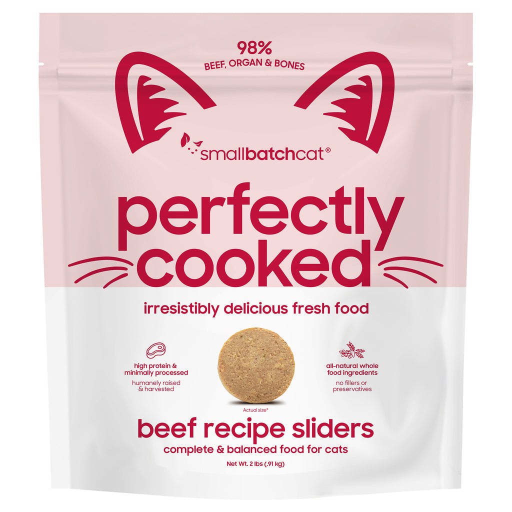 Smallbatch Cat Perfectly Cooked Beef Sliders Frozen Cat Food, 2 lb