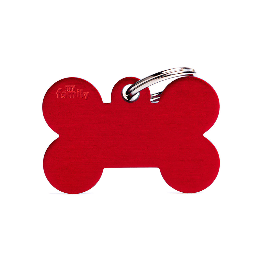 MyFamily Basic Big Aluminum Red Bone Pet ID Tag